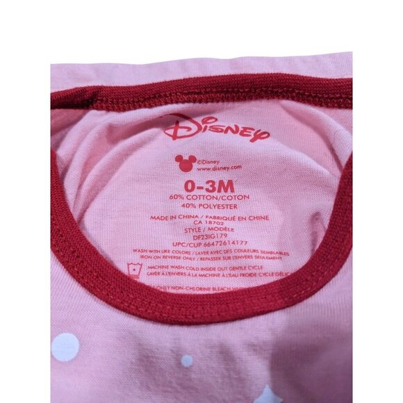 Disney Baby Girl Christmas Pajamas 0 to 3 Mos PJs 2 Piece Minnie Mouse Pink - Picture 4 of 4